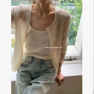 class韩国直邮022608 OUNCE 韩代2026款  轻薄褶皱小开衫