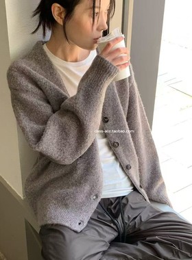 class韩国直邮121701 OBJECT 韩代2025款  大版V领毛衣开衫