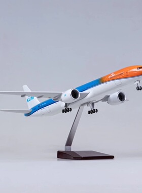 仿真飞机模型47cm B777KLM荷兰橙色骄傲航空飞机模型摆件带灯