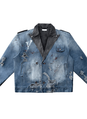 TecNineGroup DROP3 ROCK JACKET 水洗做旧破坏 摇滚机车工装夹克