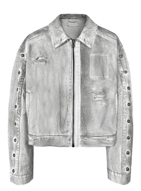 TecNineGroup DROP2 GESSO JACKET白色石膏水洗做旧工装 机车夹克