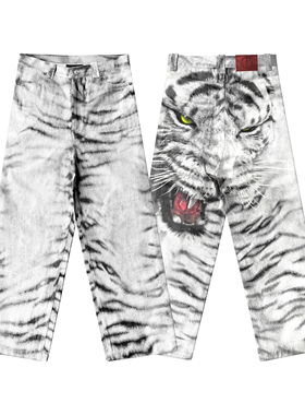 TecNineGroup DROP3 白虎裤 压蜡 全幅印花3D满印 蜡裤休闲裤长裤