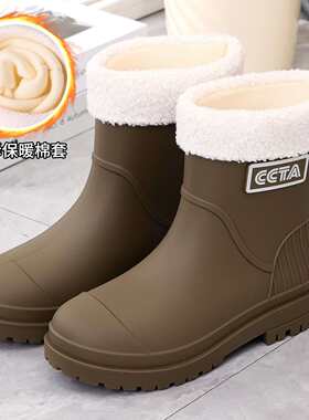 中水女款水防时尚徒步穿雨成女士雨靴日系筒鞋防滑外鞋女式人胶鞋