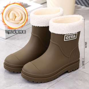 中水女款水防时尚徒步穿雨成女士雨靴日系筒鞋防滑外鞋女式人胶鞋