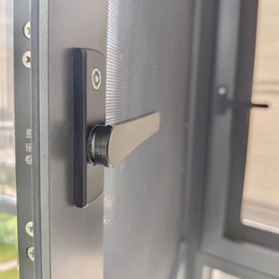 断桥铝纱窗一体超薄把手带锁平开金刚网方轴扁执手薄款儿童带钥匙