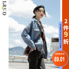 学生百搭长袖 上衣短外套女韩版 宽松bf LRUD牛仔外套女2019秋季 新款