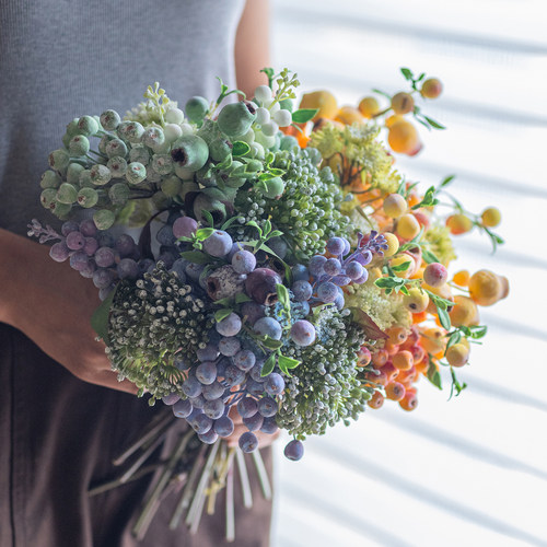 假花仿真花摆设蓝莓果花束花艺