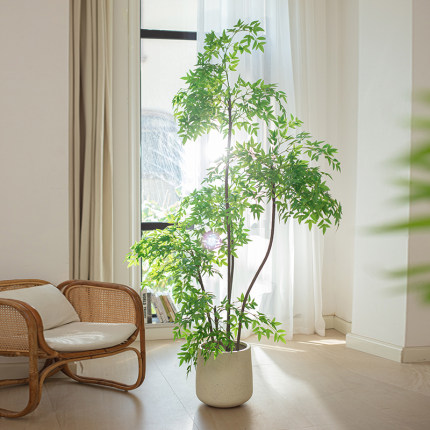 仿真绿植南天竹室内客厅落地大型盆栽摆件仿生植物轻奢造景假花树