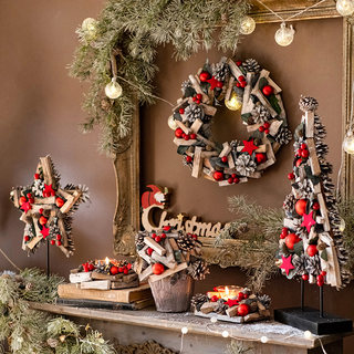 掬涵圣诞树圣诞节花环烛台桌面豪华摆件美式装饰商场橱窗节日用品