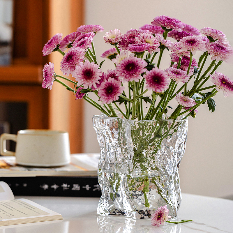 北欧冰川透明玻璃花瓶