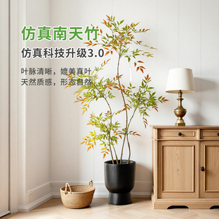掬涵仿真绿植彩色南天竹高级感客厅轻奢室内大型装饰落地摆件盆栽