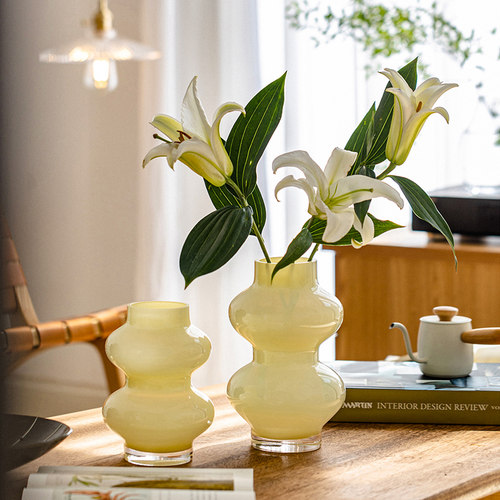 掬涵复古奶油玻璃花瓶