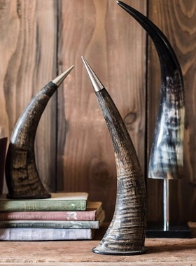 掬涵印度进口牛角客厅装饰高档摆件古老手工艺术古董风样板间陈列