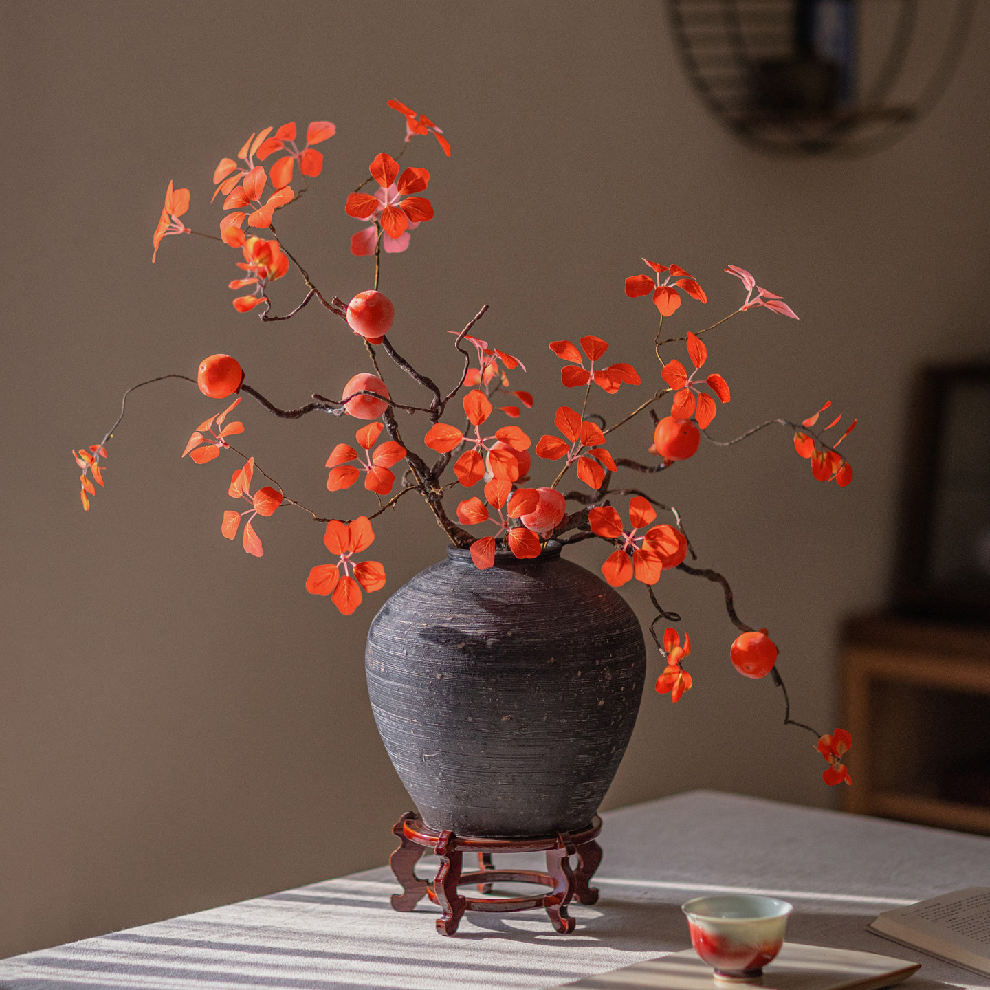 仿真花高级感逼真观音莲假花摆设客厅高级仿生花插花干花装饰摆件