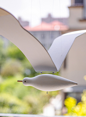 会飞的海鸥客厅阳台飘窗空中悬挂吊饰地中海艺术创意木质飞鸟挂饰