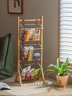 新疆包邮掬涵多功能实木置物架落地多层储物架家用客厅阳台收纳铁