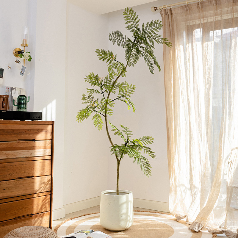 蓝色的花楹彷真绿色植物大型落地盆栽树轻奢室内客厅装饰花彷生假