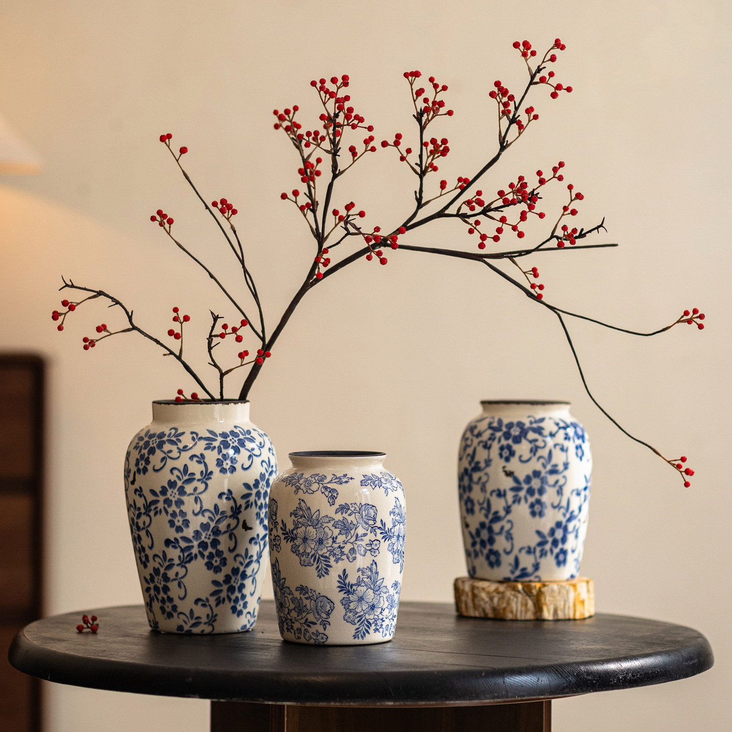 青花瓷花瓶陶瓷摆件客厅插花轻奢高级感装饰复古水培鲜花餐桌花器