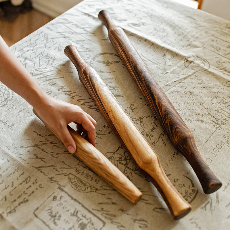 极速实木b乌金木擀面杖大号家用饺子皮神器面棒赶面棍烘焙工具