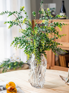 掬涵仿真绿植尤加利叶高枝枝叶花艺摆件假花绿叶家居插花装饰摆设