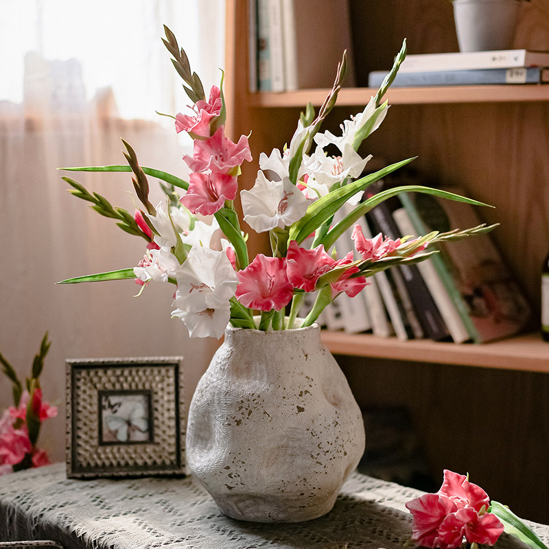 掬涵剑兰仿真花干花客厅摆设茶几餐桌绢花假花装饰摆件婚庆花艺