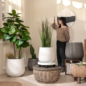 掬涵镁泥花盆轻奢水泥花器大号客厅家用绿植盆栽种植陶盆盆景盆