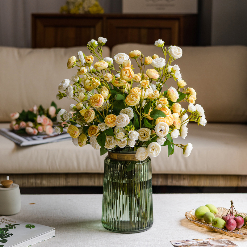 掬涵仿真茶玫花装饰摆件