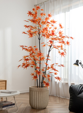 掬涵仿真绿植假红枫树盆栽植物造景枫叶装饰花卉大型客厅室内摆件