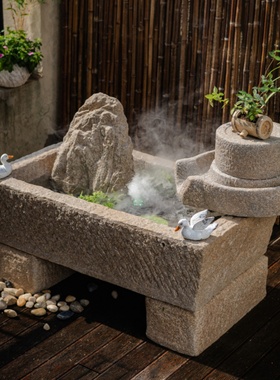 聚汉新风室外庭院流水摆件假山鱼塘喷泉室外园林微景观造景装饰