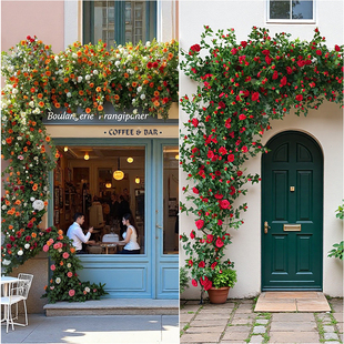掬涵花墙装 店门头假花藤 饰仿真花造景网红打卡玫瑰瀑布背景墙服装