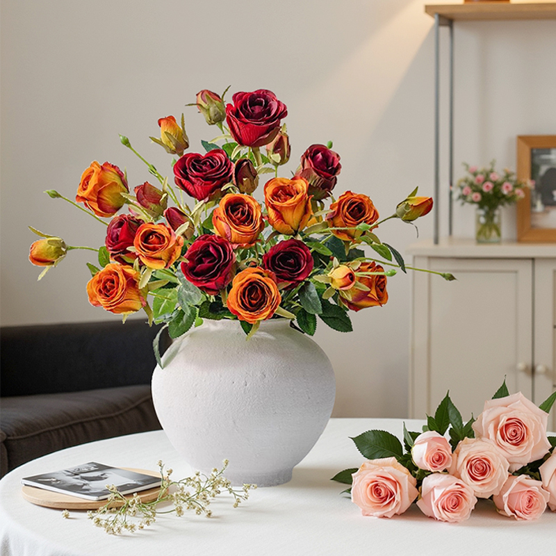 轻奢玫瑰油画复古感仿真干花摆设