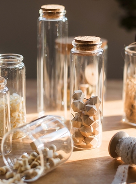 掬涵软木塞高硼玻璃瓶装饰摆件微景观玻璃罐收纳杂货干花标本