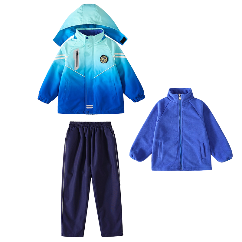 校服冲锋衣渐变色三合一加厚儿童校服/园服