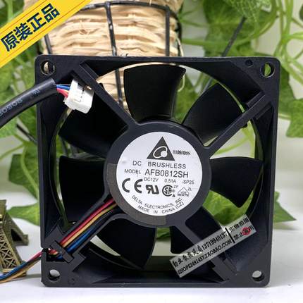 台达 8CM 8025 12V 0.51A AFB0812SH 大风量双滚珠散热风扇4线PWM