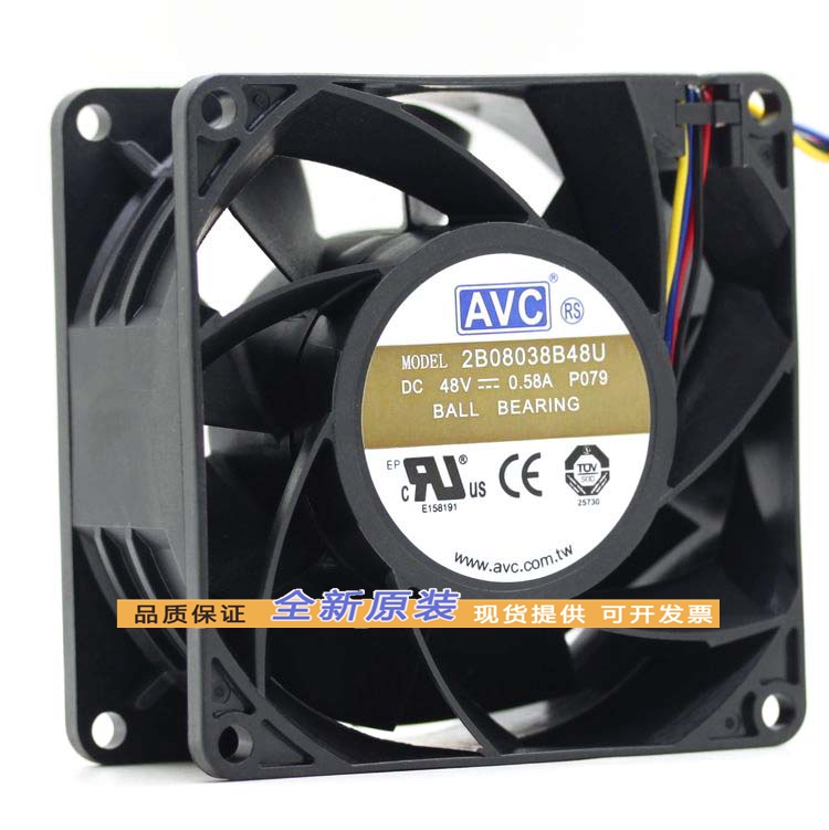 全新原装AVC 2B08038B48U 8038 8厘米 48V 0.58A PWM双滚珠风扇