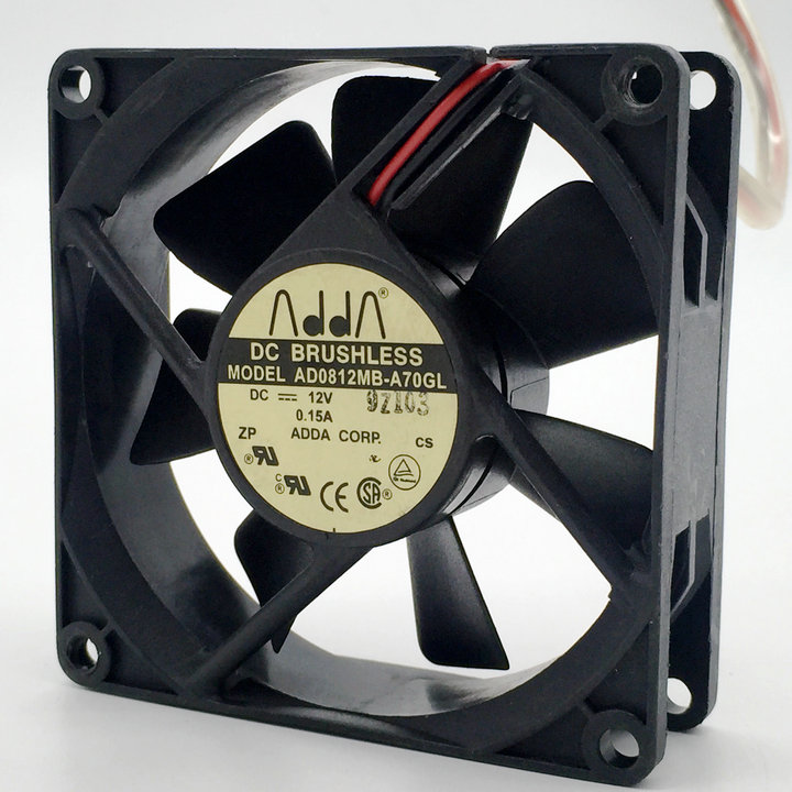ADDA 8CM/厘米 静音机箱电源风扇 8025 12V 0.15A AD0812MB-A70GL