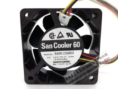 三洋SANYO 6025 6CM机箱电源风扇12V 0.24A 9A0612G403 双滚珠