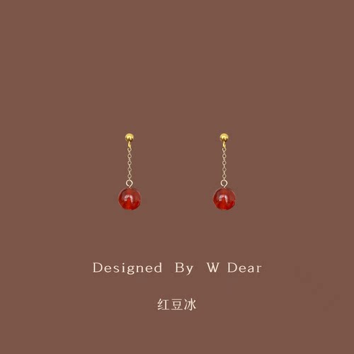 玫瑰的故事红玛瑙耳环耳夹