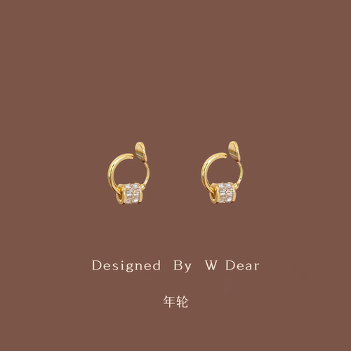 「年轮」轻奢小蛮腰锆石耳圈女无耳洞蚊香盘耳夹简约高级感耳饰冬