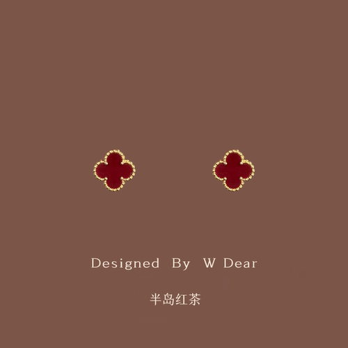 「半岛红茶」四叶草耳环蚊香盘耳夹女无耳洞轻奢高级感气质耳钉秋