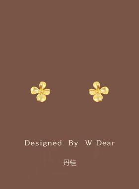 「丹桂」金色小花耳钉硅胶耳夹无耳洞女新款小巧精致气质耳环耳饰