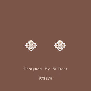 「优雅礼赞」轻奢四叶草耳钉蚊香盘耳夹女无耳洞小众高级感耳饰秋