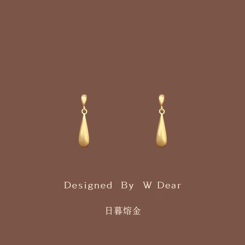 「日暮熔金」金色拉丝水滴耳环女无耳洞蚊香盘耳夹轻奢小众耳饰秋