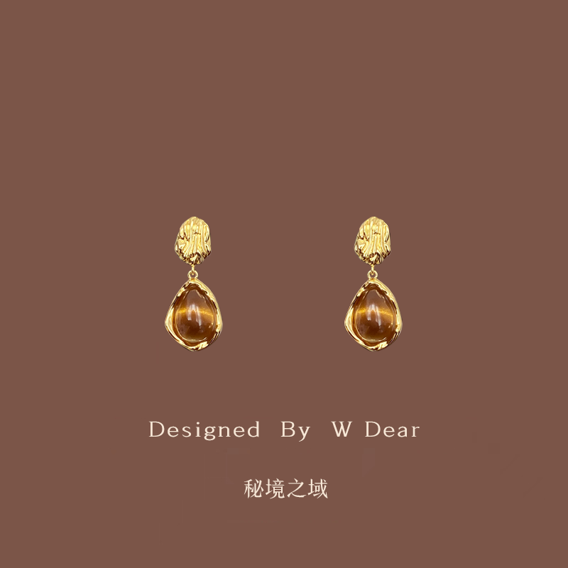 「秘境之域」法式复古虎眼石耳环女无耳洞蚊香盘耳夹小众设计耳坠,饰品/流行首饰/时尚饰品新,耳夹,淘宝优惠券,粉丝福利购,淘宝优惠卷