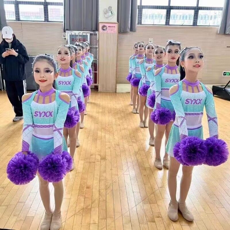 啦啦队服装儿童啦啦操运动会比赛服套装艺术体操服健美操表演服装