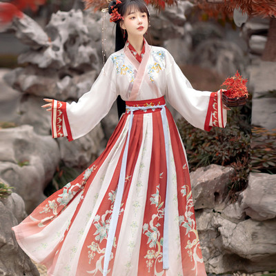 汉服女2023春季新品雪纺绣花晋制