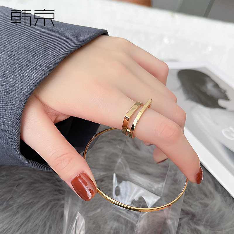 钛钢 欧美气质轻奢食指戒指女网红时尚冷淡风个性潮指环配饰