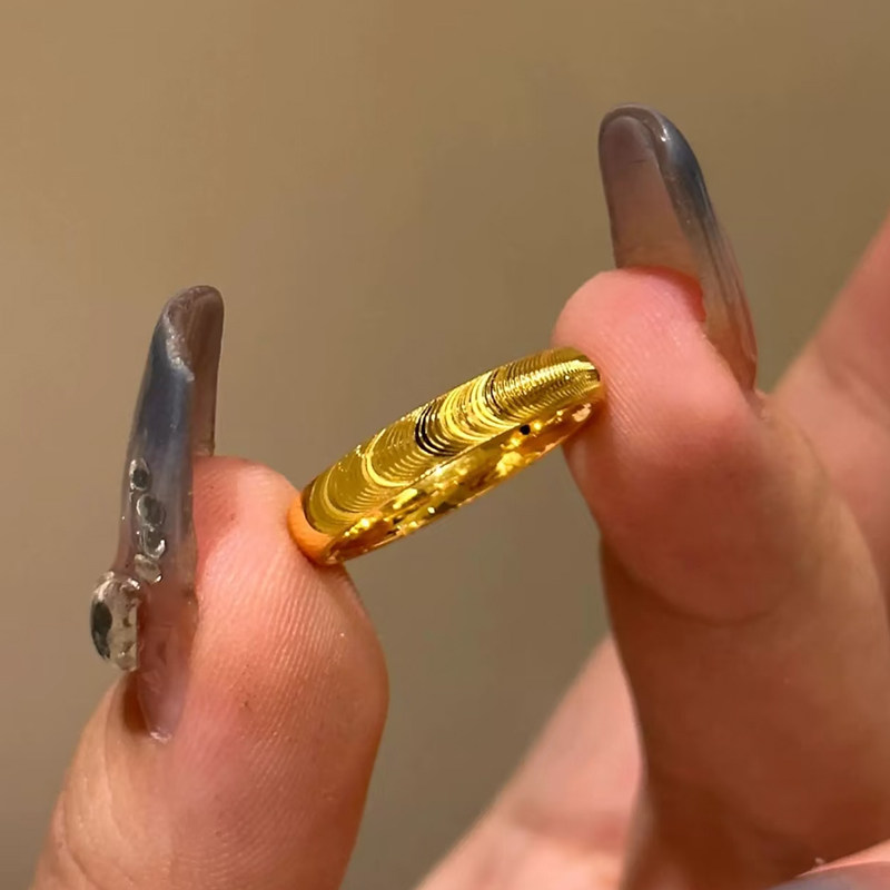 铜合金 爆闪波纹轻奢素圈戒指女时尚百搭食指环高级感手饰