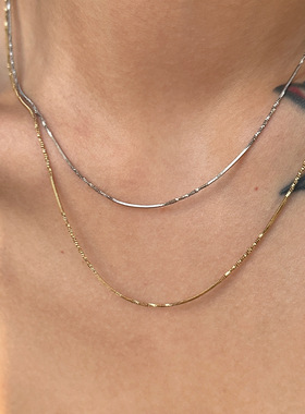 钛钢项链 百搭项链女波光粼粼锁骨链素链细款单链无吊坠不褪色