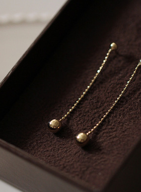 钛钢耳饰 日韩百搭豆豆耳钉女流苏长款高级感显脸瘦耳链不褪色